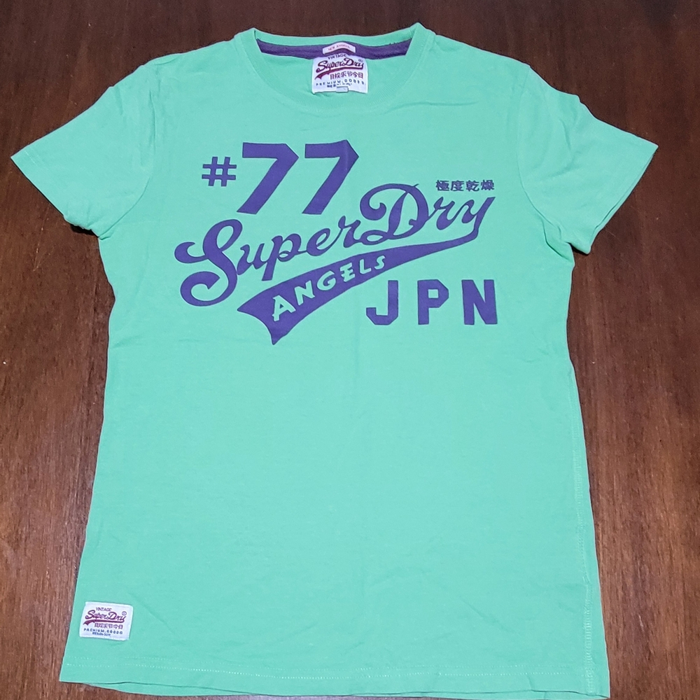Superdry Mint Green Tee with Purple Print